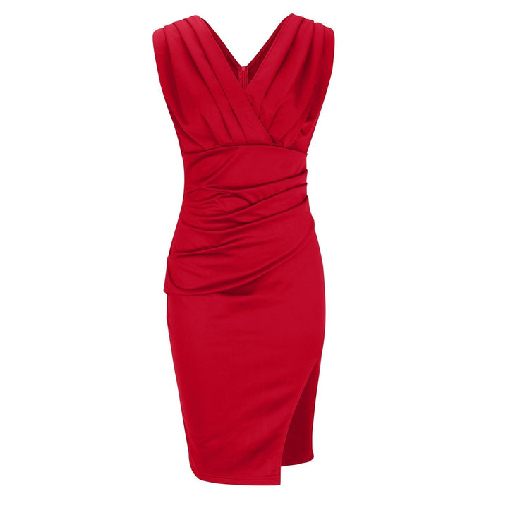 Émilie - Robe cintrée avec décolleté en V et ouverture
