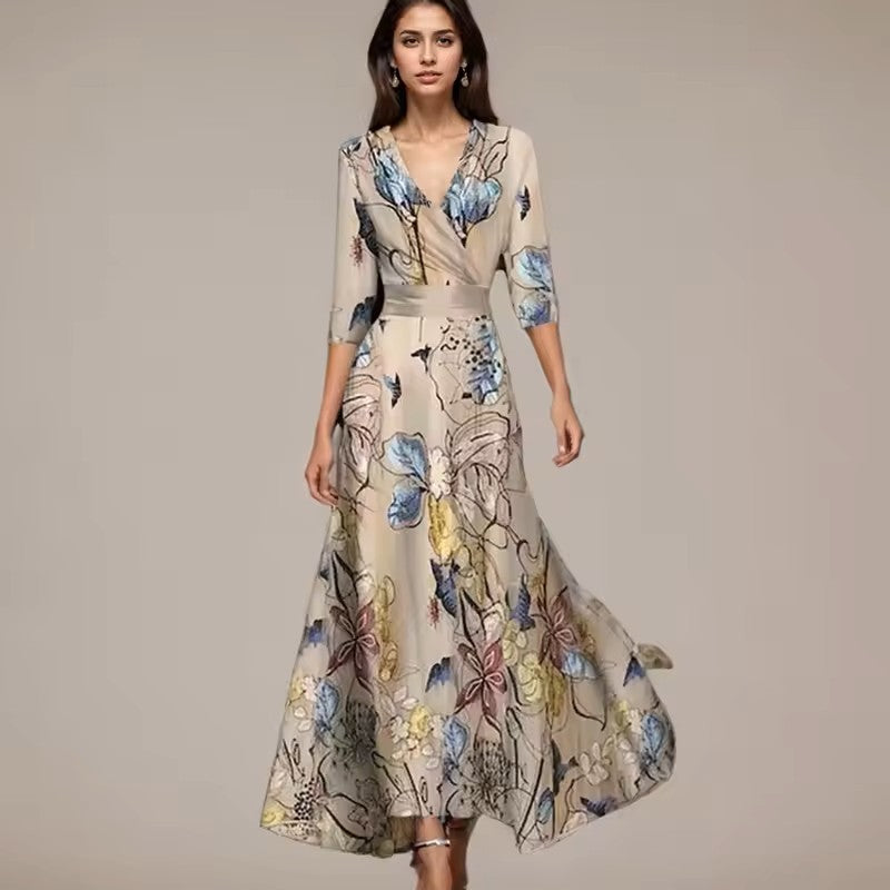 Axelle - Robe longue élégante à fleurs