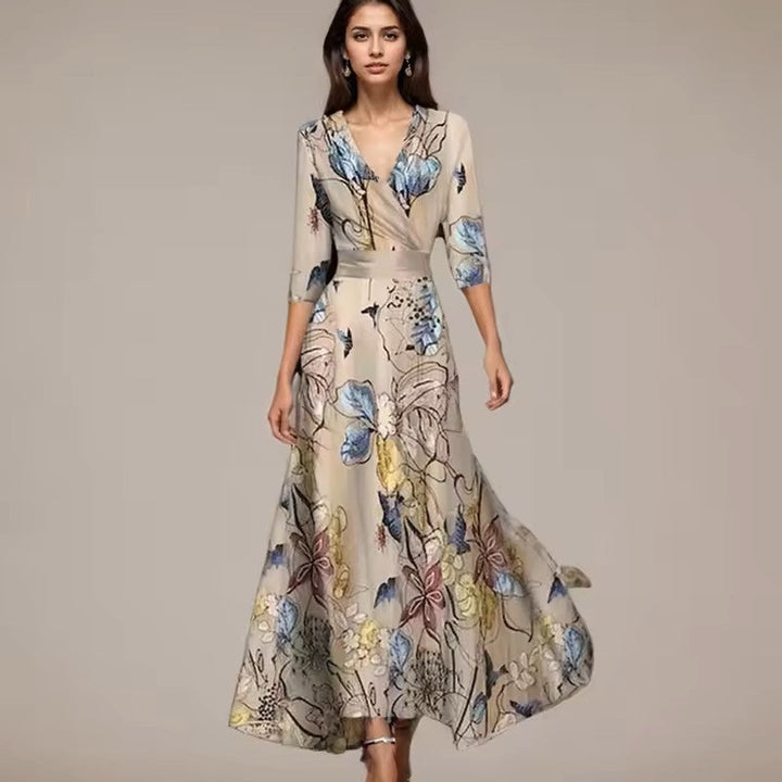 Axelle - Robe longue élégante à fleurs