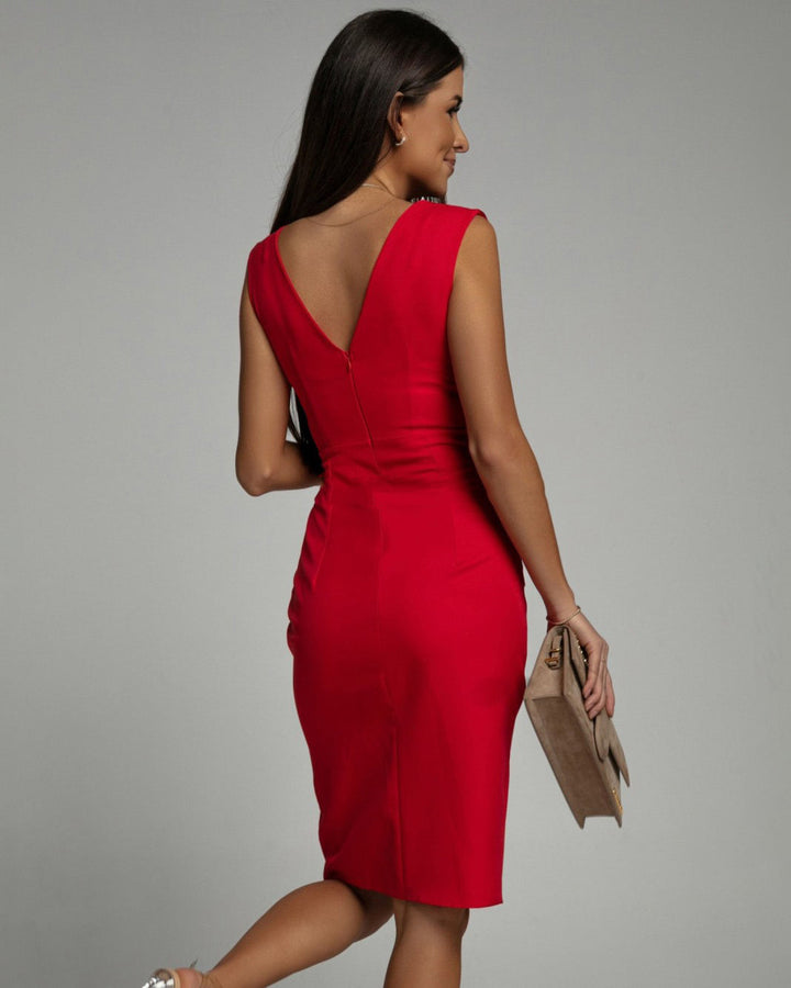Émilie - Robe cintrée avec décolleté en V et ouverture