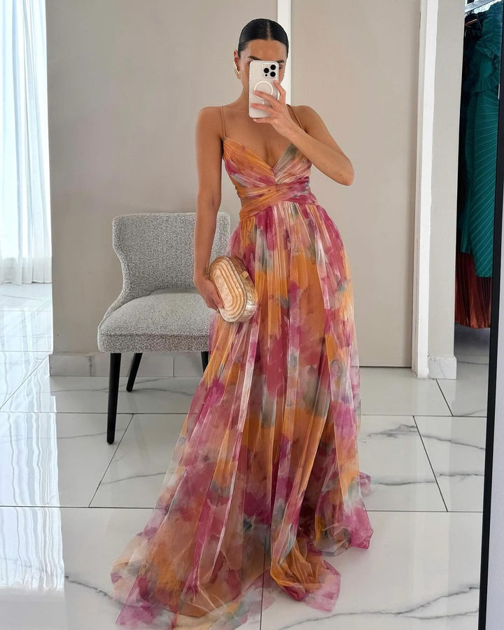 Vaëlia - Magnifique maxi-robe à imprimé floral