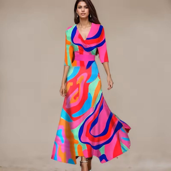 Axelle - Robe longue élégante à fleurs