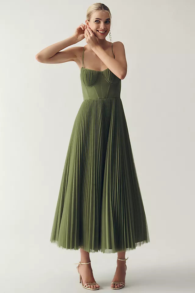 Olivia - Robe en tulle plissé avec drapé asymétrique