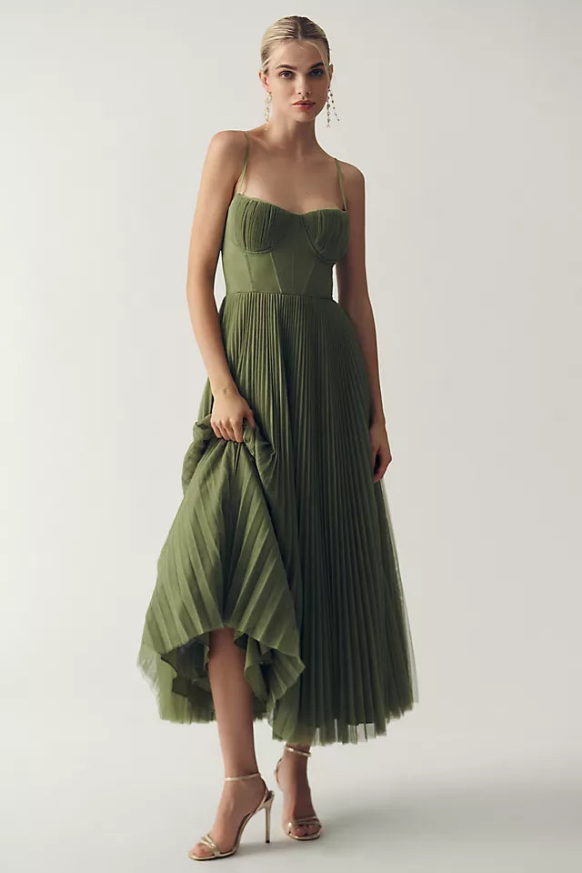 Olivia - Robe en tulle plissé avec drapé asymétrique